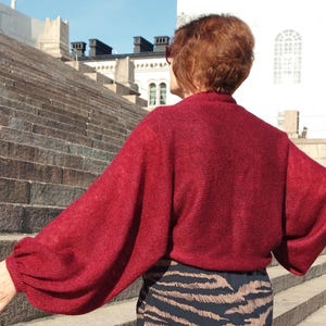 Mohair Silk Bolero, Bridal Jacket Wedding Shrug, Elegant Puff Sleeve Sweater, Lightweight Cover Up