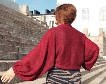 Mohair Silk Bolero, Bridal Jacket Wedding Shrug, Elegant Puff Sleeve Sweater, Lightweight Cover Up