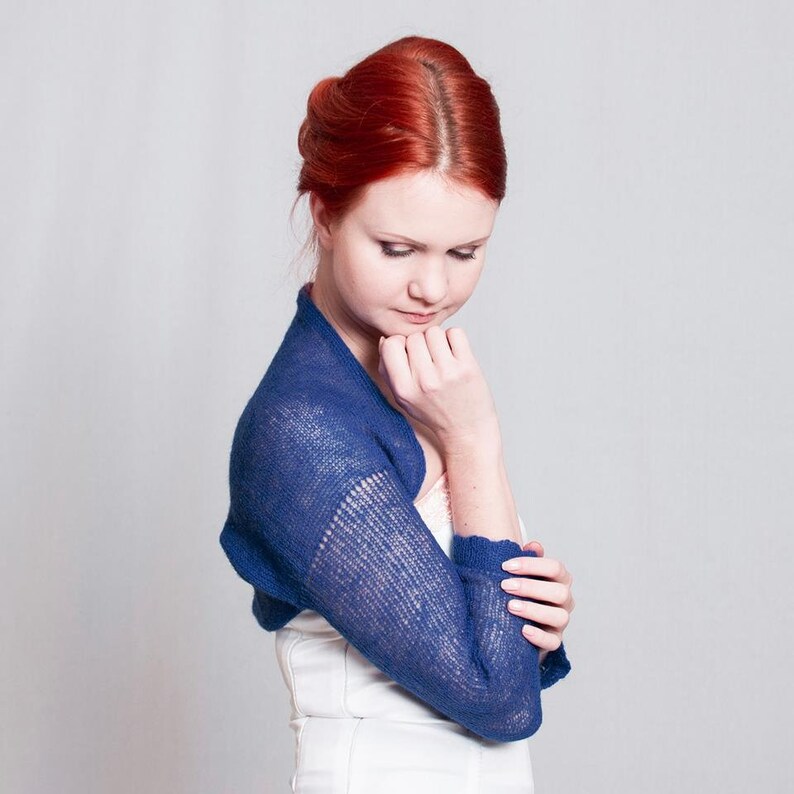Mohair Bolero Blue Shrug Jacket Knit Shrug Blue Bolero Wedding Etsy