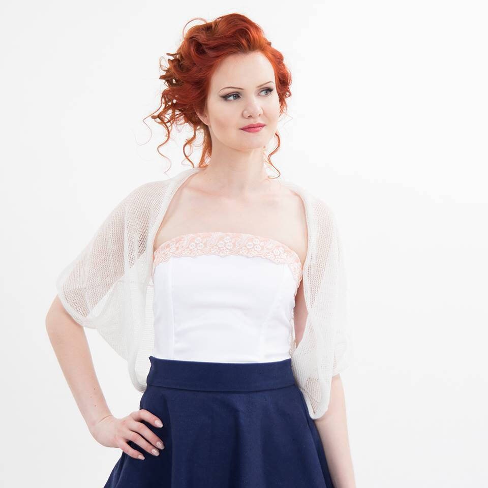 Bridal Bolero White Wedding Linen Jacket Cover Up Knit Etsy