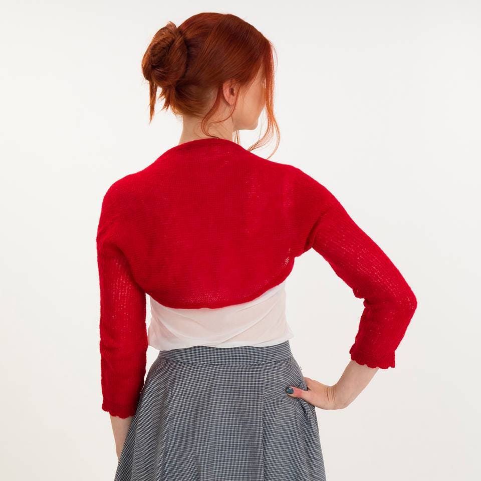 Red bolero jacket Bridesmaid bolero Wedding Shrug Black jacket Etsy