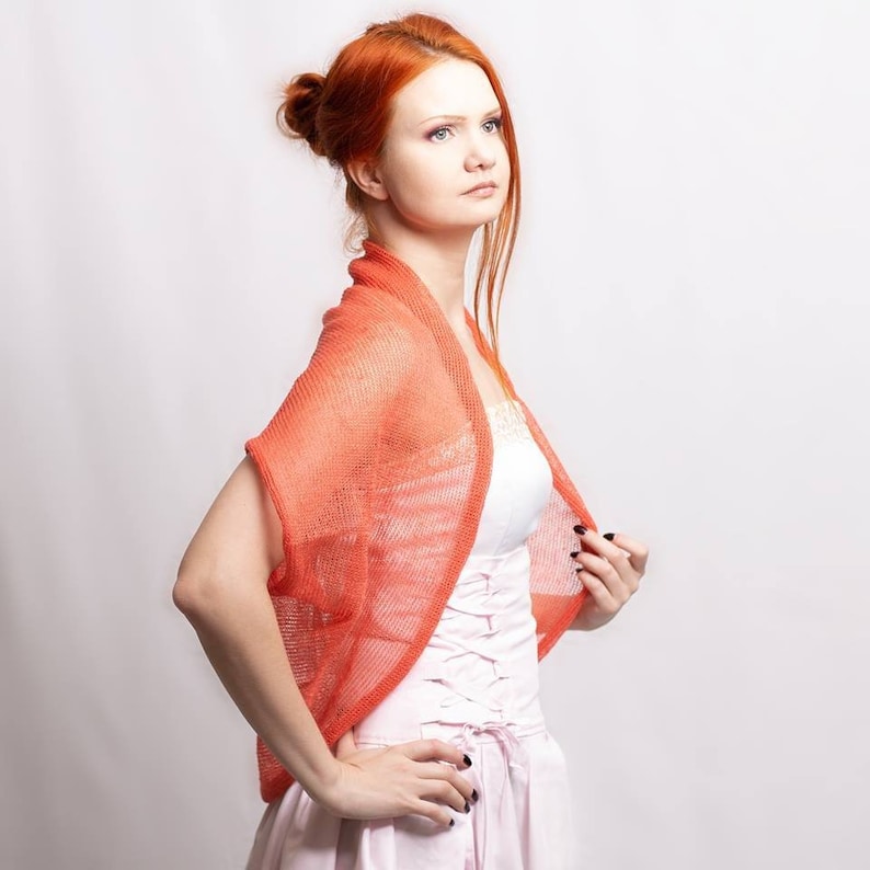 Knit Linen Bolero Linen Jacket Natural Linen Cover up Wedding Etsy