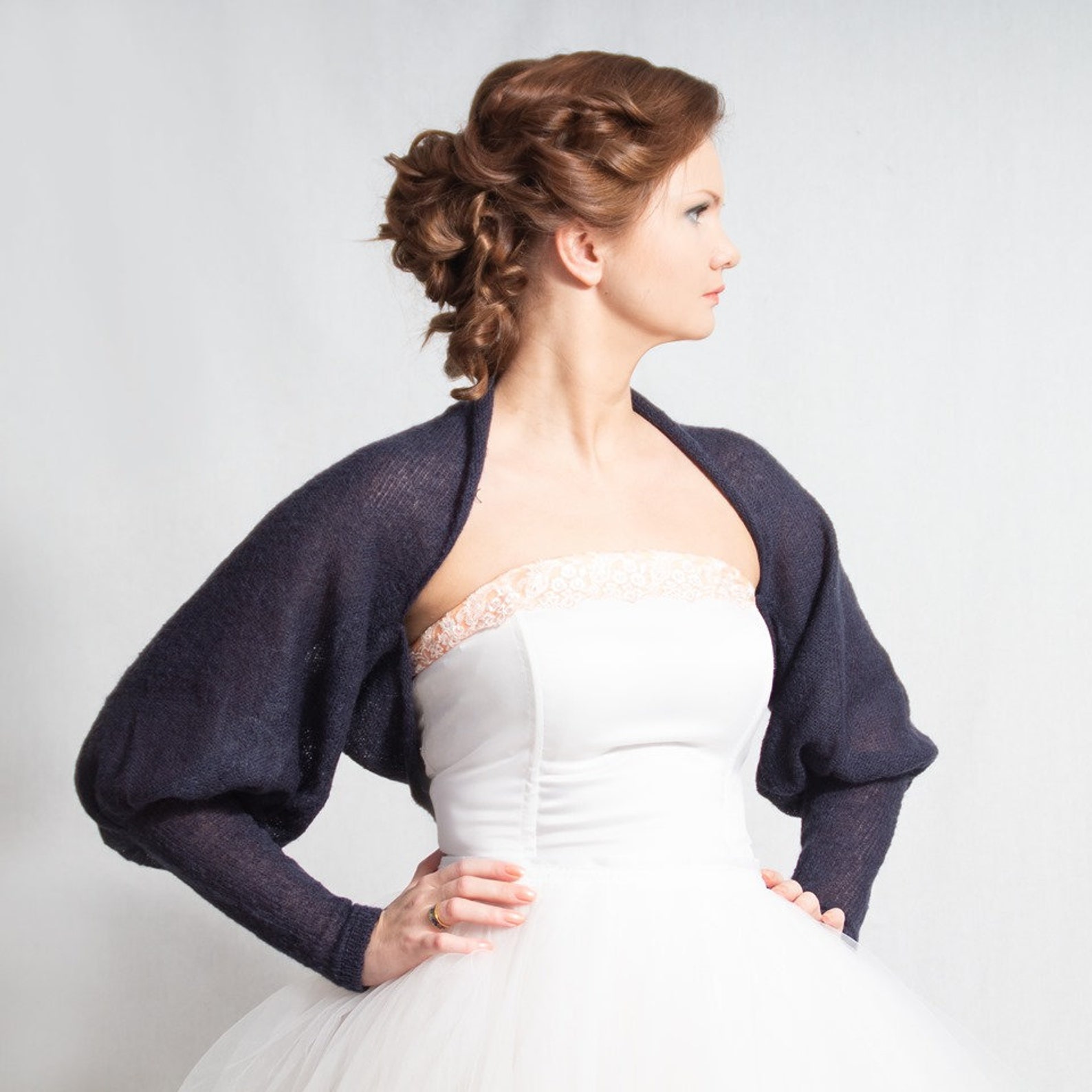 Bridal Bolero Wedding Bolero Knit Bridal Shrug Puff Sleeve Etsy