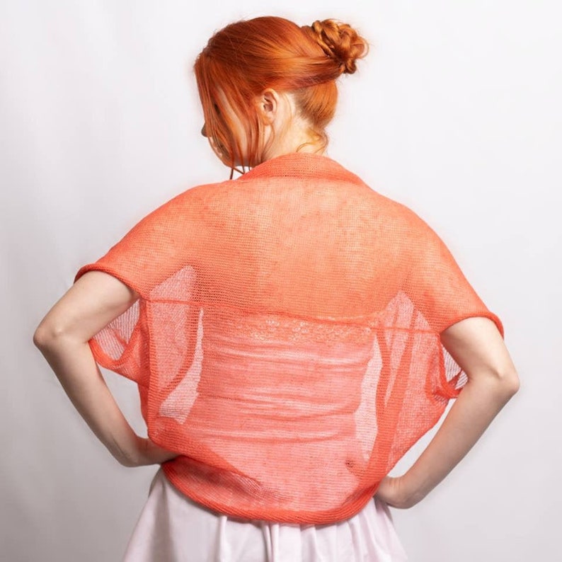 Knit Linen Bolero Jacket summer Cover up Wedding Cardigan handmade top vest image 1