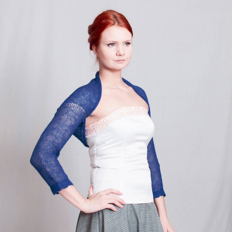 Mohair Bolero Blue Shrug Jacket Knit Shrug Blue Bolero Wedding Etsy