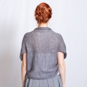 Mohair Jacket Knit Gray wrap Women cover up handmade vest evening cover up image 4