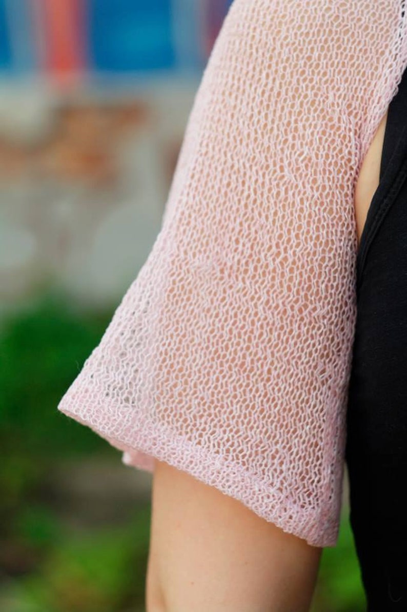 Summer Shrug Light Pink Linen Bolero Knitted Short Sleeve Etsy