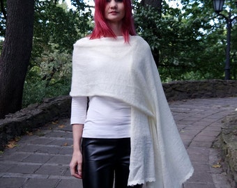 Brautschal stricken Schal Hochzeit Schal Wolle Schal wrap weiß Mohair Cape Schal Frauen Schals stricken lange Schal Geschenk für sie