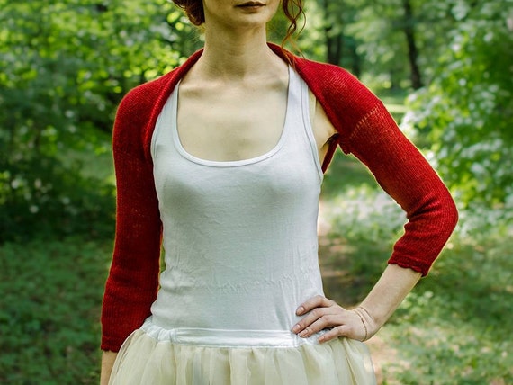 Red Bolero Knit Shrug Bridesmaid Sweater Mohair Sweater - Etsy