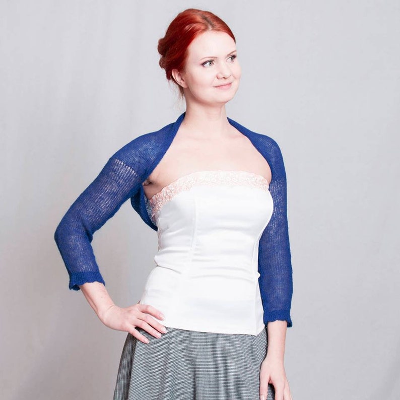 Mohair Bolero Blue Shrug Jacket Knit Shrug Blue Bolero Wedding Etsy