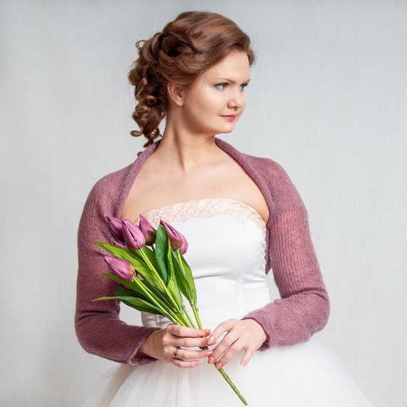 Wedding Bolero Shrug Knit Bolero Mohair Silk Wedding Sweater Bridal Cover up Bridal Jacket Knitted Bolero Soft Shrugs Mauve Bolero Etsy
