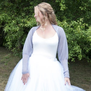 Bridal Bolero Knit Wedding jacket  mohair silk dove gray Wedding sweater Bridal Cover up  Wedding jacket Bridal wrap Bridesmaid bolero