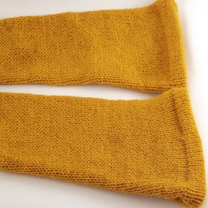 Fingerless Gloves Mustard Arm Warmers yellow mittens knit Boho handmade gift image 6