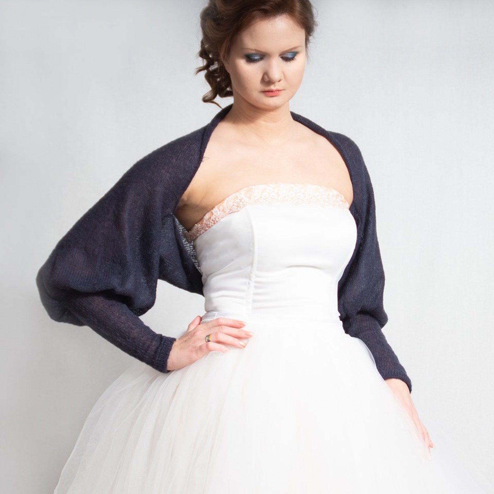 Bridal Bolero Wedding Bolero Knit Bridal Shrug Puff Sleeve Etsy