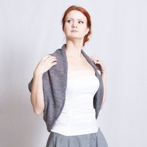 Mohair Jacket Knit Gray wrap Women cover up handmade vest evening cover up image 3