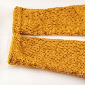 Fingerless Gloves Mustard Arm Warmers yellow mittens knit Boho handmade gift image 4