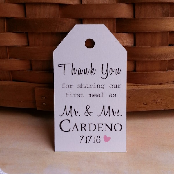 25 Thank You for Sharing Our First Meal as...Wedding Favor Tags, Custom Wedding Favor Tags, Custom Wedding Tags