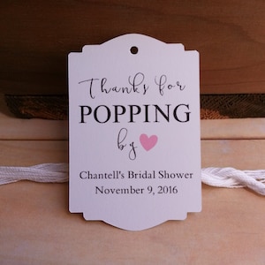 25 Thanks for Popping By Bridal Shower Favor Tags, Thanks for Popping By Baby Shower Favor Tags, Popcorn Favor Tags, Popcorn Favor Tags