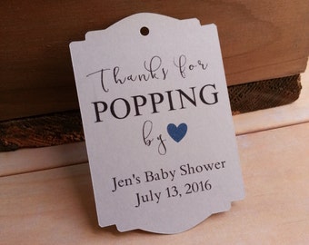 25 Thanks for Popping By Bridal Shower Favor Tags, Thanks for Popping By Baby Shower Favor Tags, Popcorn Favor Tags, Popcorn Favor Tags