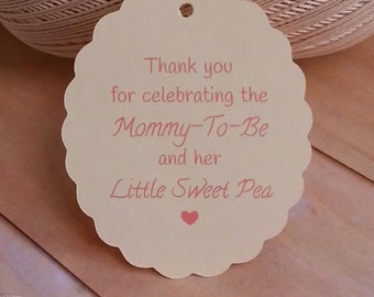 25 Baby Shower Favor Tags, Sweet Pea Favor Tags, Lotion Baby Shower Favor Tags, Mommy to Be Tags, Baby Shower Tags