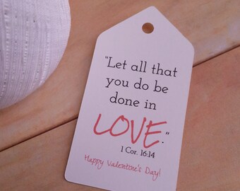 25 Valentine Tags, Valentine's Day Tags, Bible Verse Valentines