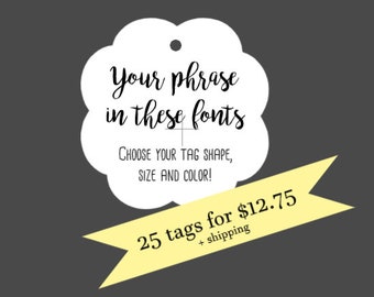 25 Custom Wedding Favor Tags, Custom Favor Tags, Custom Thank You Tags