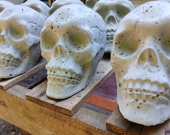 Cement skull, Concrete Skull, Cemetery, Garden Décor, Witch Garden, Halloween Garden, Creepy Skull,  Creepy Garden, Free Shipping