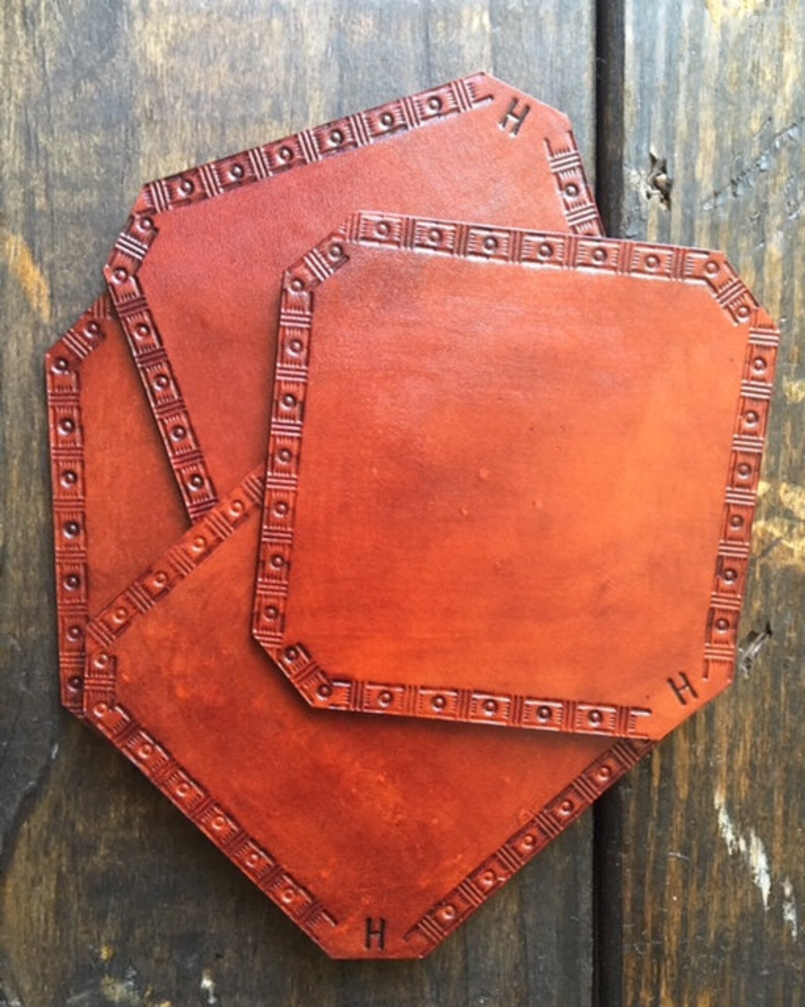 Leather Coasters Set of 4 Etsy