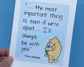 Pooh moving away card, always in your heart card, pooh most important thing