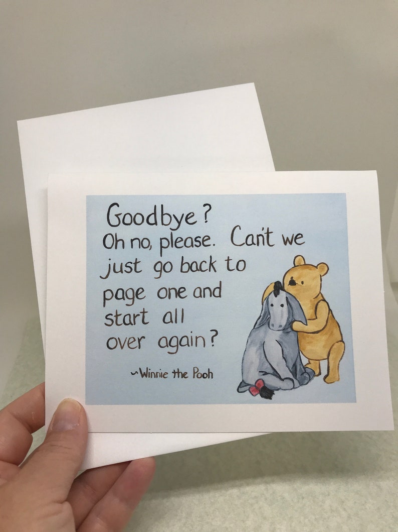 Pooh and Eeyore goodbye card goodbye card Winnie the Pooh quote