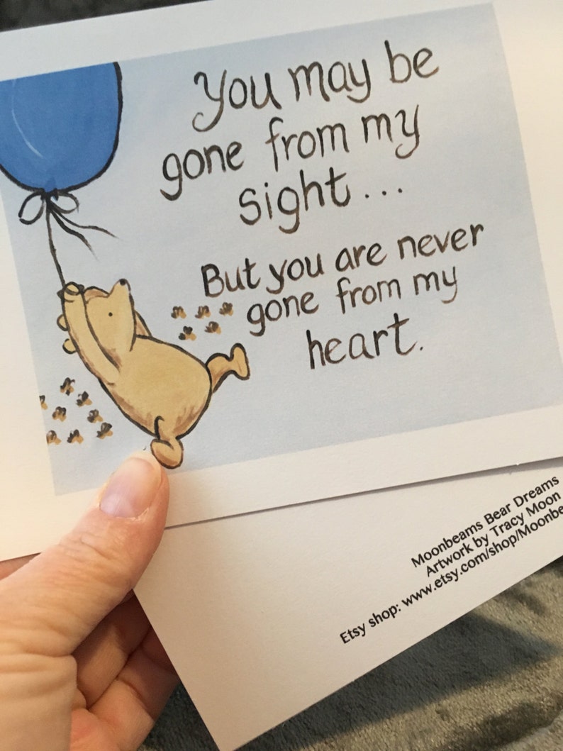 Winnie the Pooh goodbye card gone from sight quote card