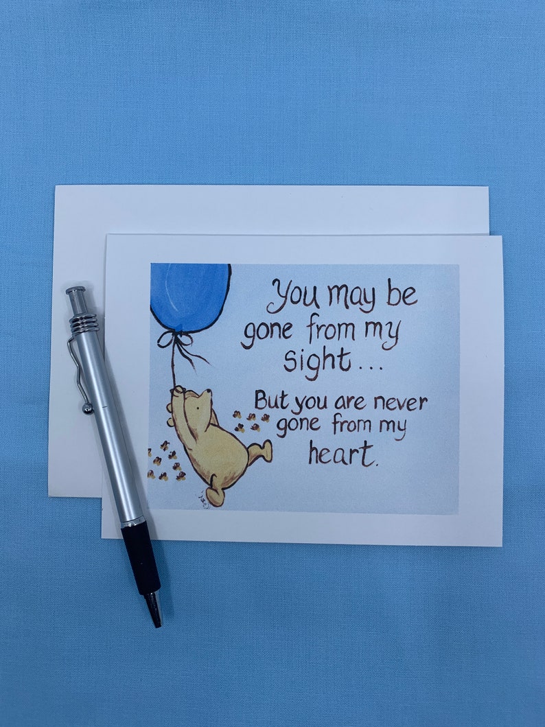 Winnie the Pooh goodbye card gone from sight quote card