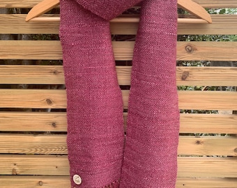 Handwoven silk and merino dusky pink scarf