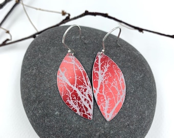 Red aluminium Winter Tree earrings