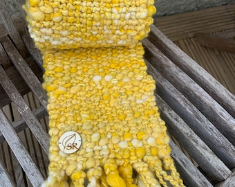 Handspun and woven shades of yellow art scarf