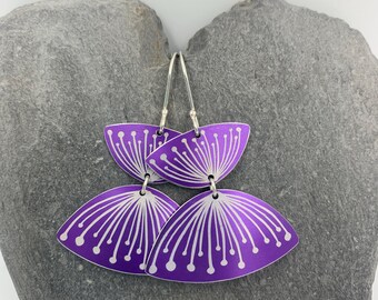 Purple seed head aluminium earrings