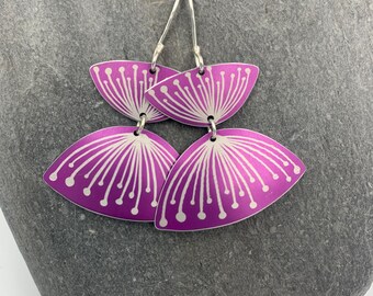Pink aluminium seed head earrings