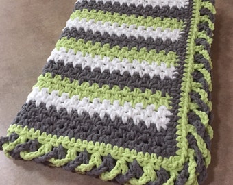 Striped Baby Blanket Pattern w/ Crisscross Edge