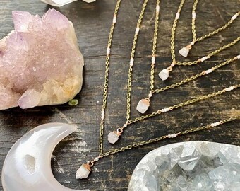 Handmade Copper Moonstone Necklace | Boho | Single Strand Necklace