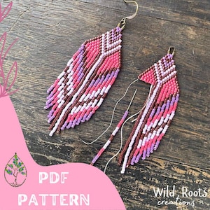 AURORA Earrings Pattern | Brick Stitch Earring Pattern | Fringe Earring Pattern | PDF | Instant Download | Brick Stitch Earrings | Delica