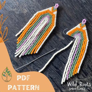 MAXINE Rainbow Earrings Pattern | Brick Stitch Earring Pattern | Fringe Earring Pattern | PDF | Instant Download | Delica Earrings