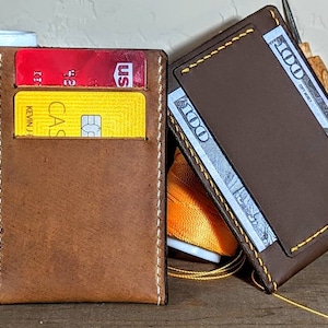 The Strap Wallet - Black & Tan Wallets - Front Pocket Wallet - Minimalist Wallet - Oil Tanned Leather