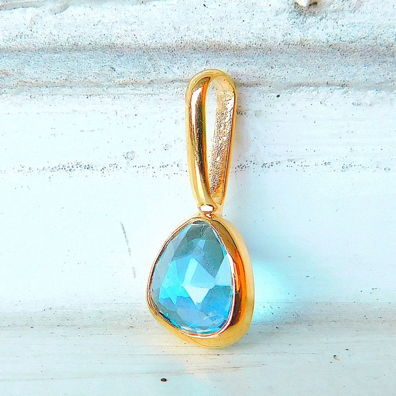 unique pendant swiss blue topaz topaz Solid gold pendant natural gemstone handmade pendant gemstone Yellow Gold Pendant