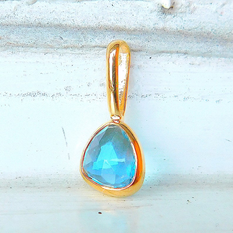 unique pendant swiss blue topaz topaz Solid gold pendant natural gemstone handmade pendant gemstone Yellow Gold Pendant