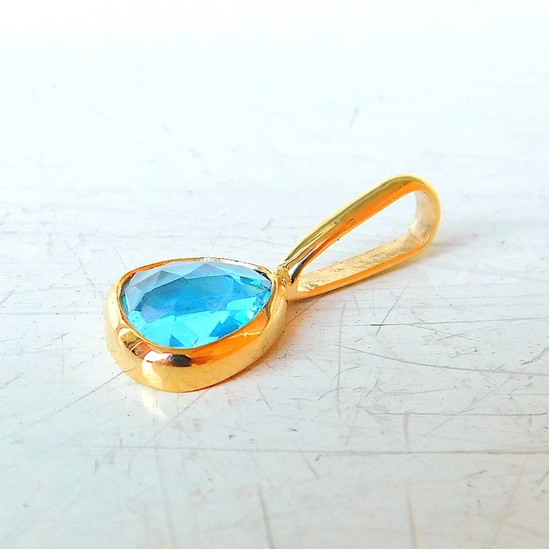 unique pendant swiss blue topaz topaz Solid gold pendant natural gemstone handmade pendant gemstone Yellow Gold Pendant