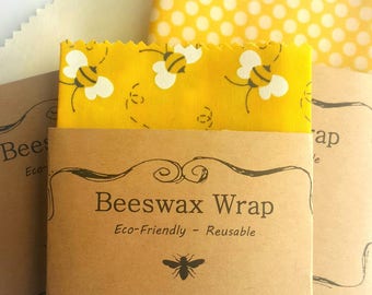 Beeswax Wraps - Reusable Beeswax Food Wrap - Natural Living Accessories - Eco friendly kitchen - lunch storage - choose your size