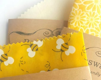Beeswax Wraps - Reusable Beeswax Food Wrap - Natural Living Accessories - Eco friendly kitchen - lunch storage - choose your size