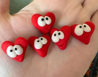 Hand Sculpted Googly Eye Heart Magnets: Polymer Clay Fridge Decor
