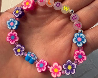 Glow Up Flower Bracelet – Positive Vibes, Handmade Stretchy Jewelry