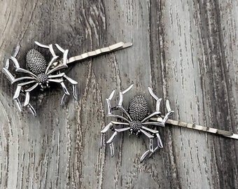 BOXED 2 - Silver or Bronze Spider Hair Bobby Pins - Wedding / Bridal / Prom / Gothic / Halloween - MATCHING Corsage